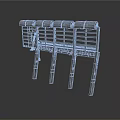 Sturdy Industrial Metal Structure With Roofed Top Multiple Pillars And Grid Panels