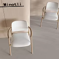 Modern White Dining Chairs With Wooden Armrests And Light Colored Room Setting