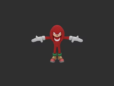 Red Cartoon Character With White Gloves Green Pants Red Shoes Open Arms Pose Dark Background 3d model
