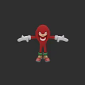 Red Cartoon Character With White Gloves Green Pants Red Shoes Open Arms Pose Dark Background