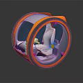 Futuristic Spherical Vehicle with Transparent Shell Orange Frame and Two Seats