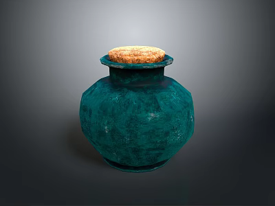 Green Ceramic Jar With Cork Lid For Home Decor And Storage 3d model