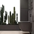 Modern Gray Toilet In Bathroom With Wall Mounted Towel Rack And Tissue Holder