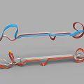Modern Garden Landscape With Ribbon Like Curved Red Blue Paths And Structures