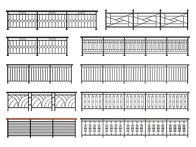 Stylish Decorative Railings With Various Intricate Patterns And Modern Designs 3d model