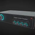 Black Digital Home Theater Audio Amplifier With Glowing LED Ring Knob And Control Buttons