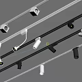 Modern Downlights And Spotlights Installed On Black And White Track Lighting
