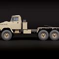 Beige Heavy Duty 6 Wheeled Truck With Rugged Design Front Grille And Off Road Capability