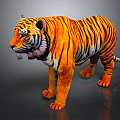 Realistic 3D Tiger With Orange Black Stripes Standing Pose And Shiny Fur 3d model