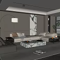 Modern Living Room With Wooden Walls Marble Accent Wall Light Gray Sofa Marble Coffee Table