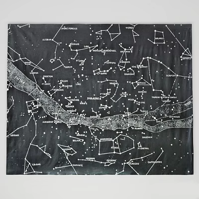 Detailed Star Chart with Constellations Milky Way and White Lines on Black Background 3d model