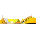 Fun Yellow Fruit Shaped Playground Equipment With Silver Slides And Colorful Dots