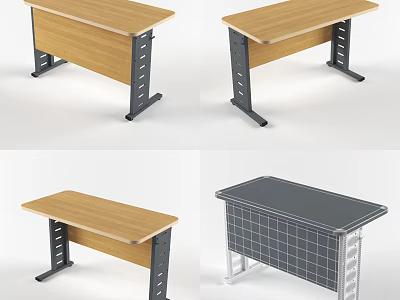 Modern Wooden Desk Designs With Metal Legs And Drawer Storage Options 3d model