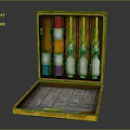 Laboratory Equipment Set With Wooden Case Colorful Capped Reagent Bottles And Instruction Sheet