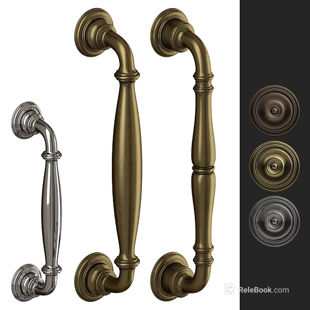 Stylish Door Handles With Brass Silver Finishes And Round Knob Designs 3d model 