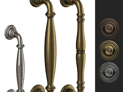 Stylish Door Handles With Brass Silver Finishes And Round Knob Designs 3d model