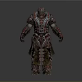 Armored Warrior Character With Creature Inspired Red Black Intricate Armor Design