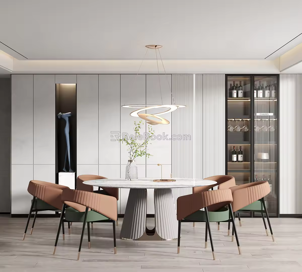 Light Luxury Dining Table and Chair Combination Dining Table and Chair 3d model