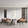 Light Luxury Dining Table and Chair Combination Dining Table and Chair 3d model