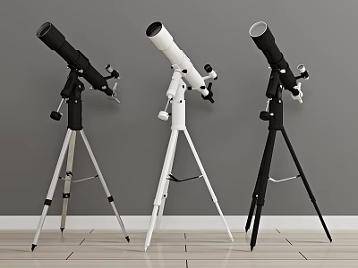 High Quality Commercial Telescopes with Stable Tripods in Black and White Designs 3d model