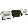 Modern Beige Velvet Single Seater Sofa With Round Armrests And Decorative Ball