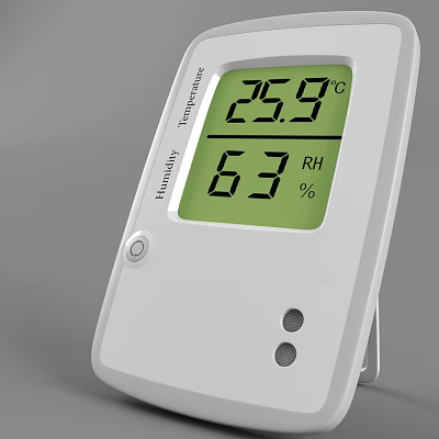 Daily Use Electronic Digital Temperature and Humidity Meter with White Design Displays Accurate Indoor Readings 3d model