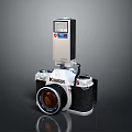Klimon Retro Digital Camera With PRO Flash Accessory And Classic Lens Design 3d model