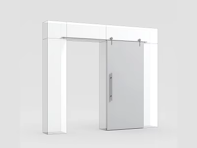 White Sliding Barn Door With Modern Design And Metal Handle For Interior 3d model