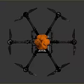 Hexacopter Drone With Orange Central Unit White Payload Black Frame Propellers And Landing Gear