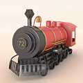 Red Steam Train Model Featuring Black Chimney Gold Accents And Number 72