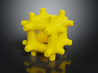 Children's Yellow Spiky Cube Toy For Educational Play And Development 3d model