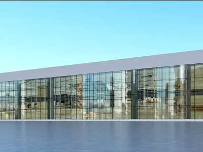Modern Building Exterior Wall With Glass Curtain Facade And Reflective Transparent Design 3d model
