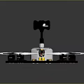 Quadcopter Drone With White Body Black Components And Camera On Top 3d model
