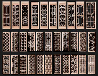 Chinese Style Flower Window Wood Window Wood Carving Flower Window Hollow Pane Window Flower Pane Carved Screen Partition Antique Leaky Window Door and Window Lattice Component Metal Grid 3d model