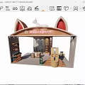 NoblePets Exhibition Booth With Cat Ear Roof White Cat Statue Pet Supplies Display Photo Wall