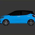 Blue Hyundai Compact Car With Black Roof And Stylish Black Wheels