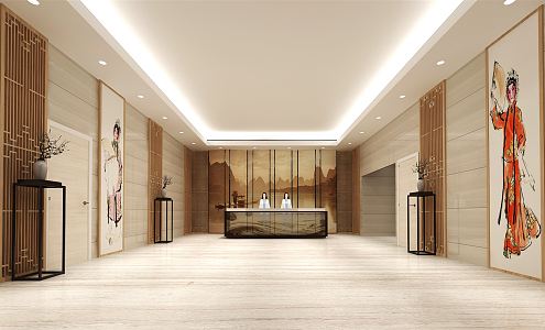 New Chinese Lobby Drama Lobby 3d model