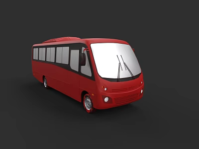Red Modern City Bus With Sleek Design And Front Windshield View 3d model