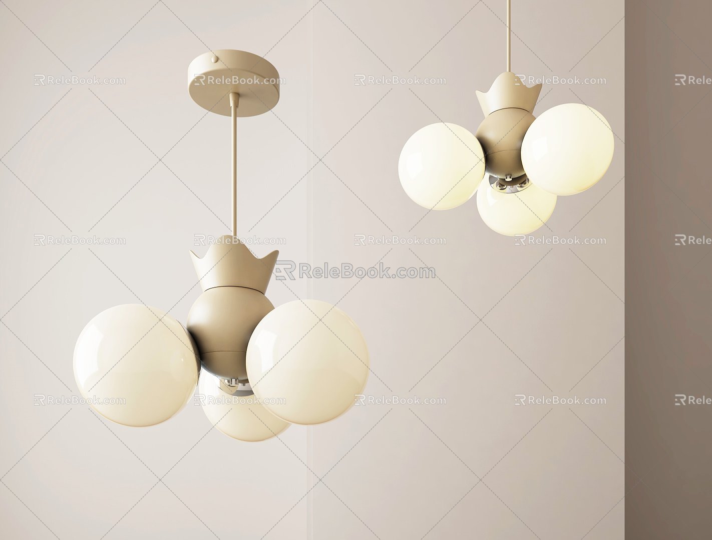 Crown children's room chandelier cream wind cartoon ball lamp bedroom chandelier lamp model