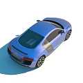 Blue Audi R8 Sports Car With Sleek Design Streamlined Body And Alloy Wheels