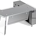 Sleek Modern Glass Top Office Desk With Attached Side Storage Cabinets For Daily Office Work