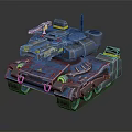 Futuristic Blue And Gray Tank 3D Model Featuring Detailed Tracks Antenna And Cannon Design