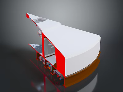 Modern Exhibition Booth Design With White Red Curved Structure And Open 3d model