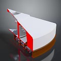 Modern Exhibition Booth Design With White Red Curved Structure And Open