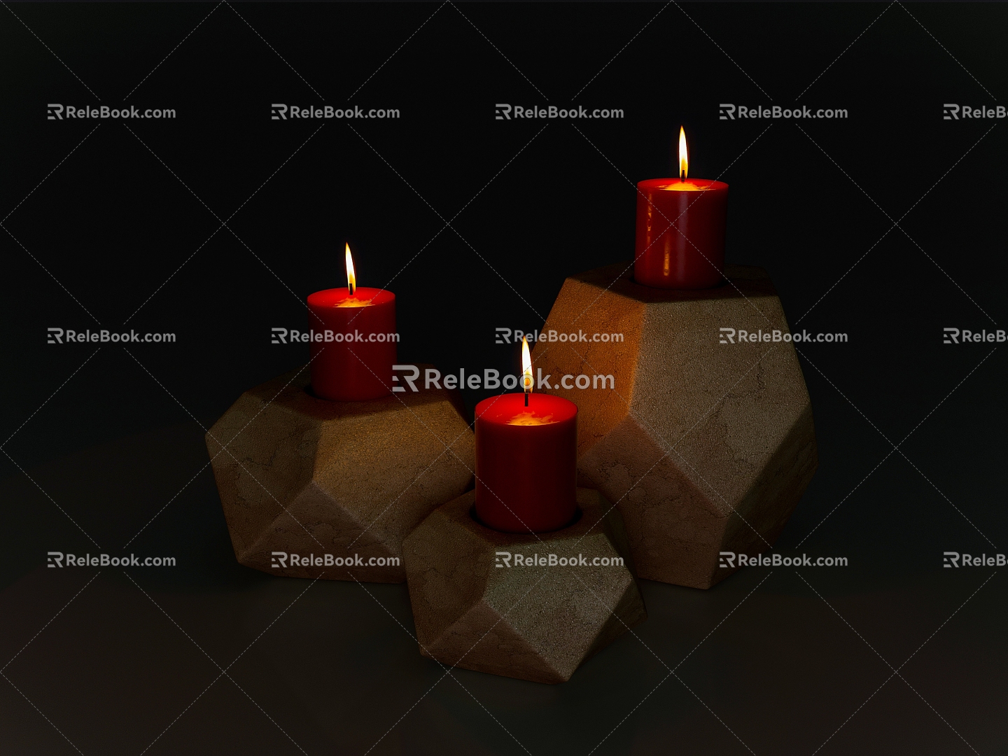 Modern candle red candle lamp 3d model