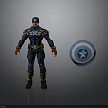 Captain America Action Figure In Blue Uniform With Red Gloves And Circular Shield
