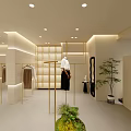 Modern Minimalist Clothing Store Interior With Mirrors Lighting And Display Racks