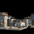 Ramshackle Slum Structures With Hanging Clothes Wooden And Metal Sheets Cluttered Layout And CRITINA Sign