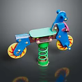 Kids Colorful Spring Rider With Blue Body Yellow Wheels And Red Details