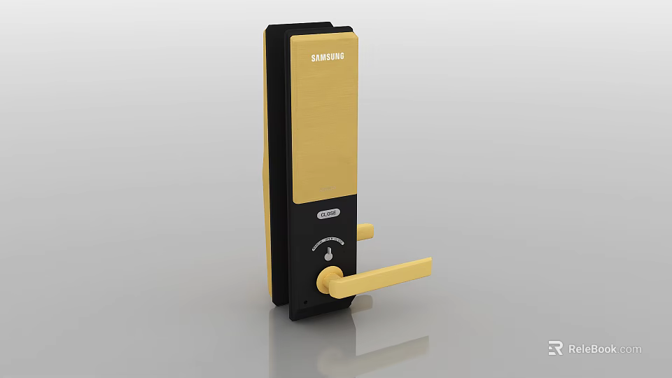 Samsung Black and Gold Smart Door Lock with Electronic Handle Design 3d model 